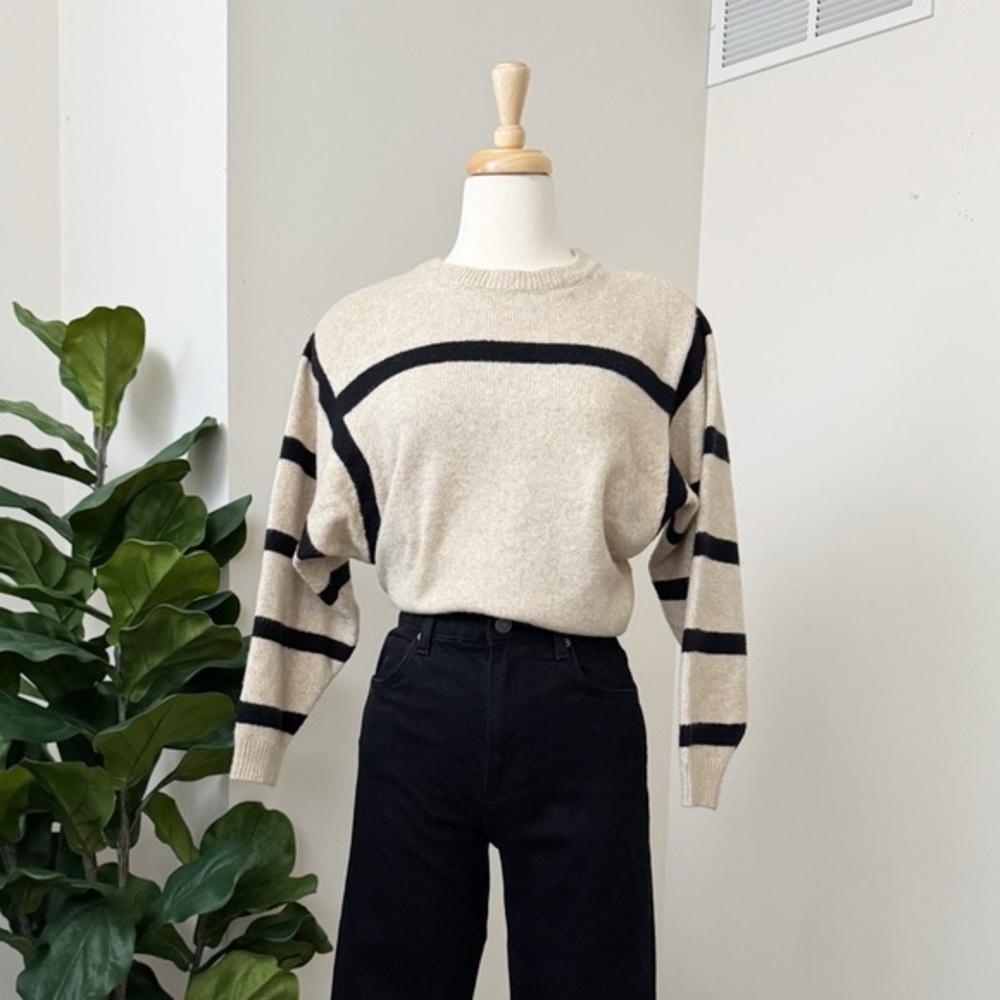 Beige and Black Knit Sweater